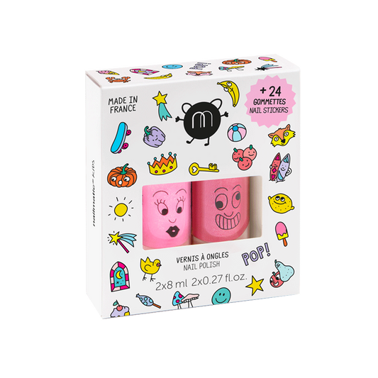 Nailmatic Set of 2 nail polishes and stickers (Available in 3 styles)