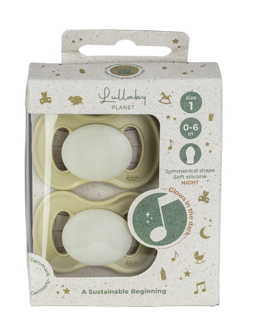 Lullaby Planet Set of 2 Phosphorescent Symmetrical Silicone Pacifiers