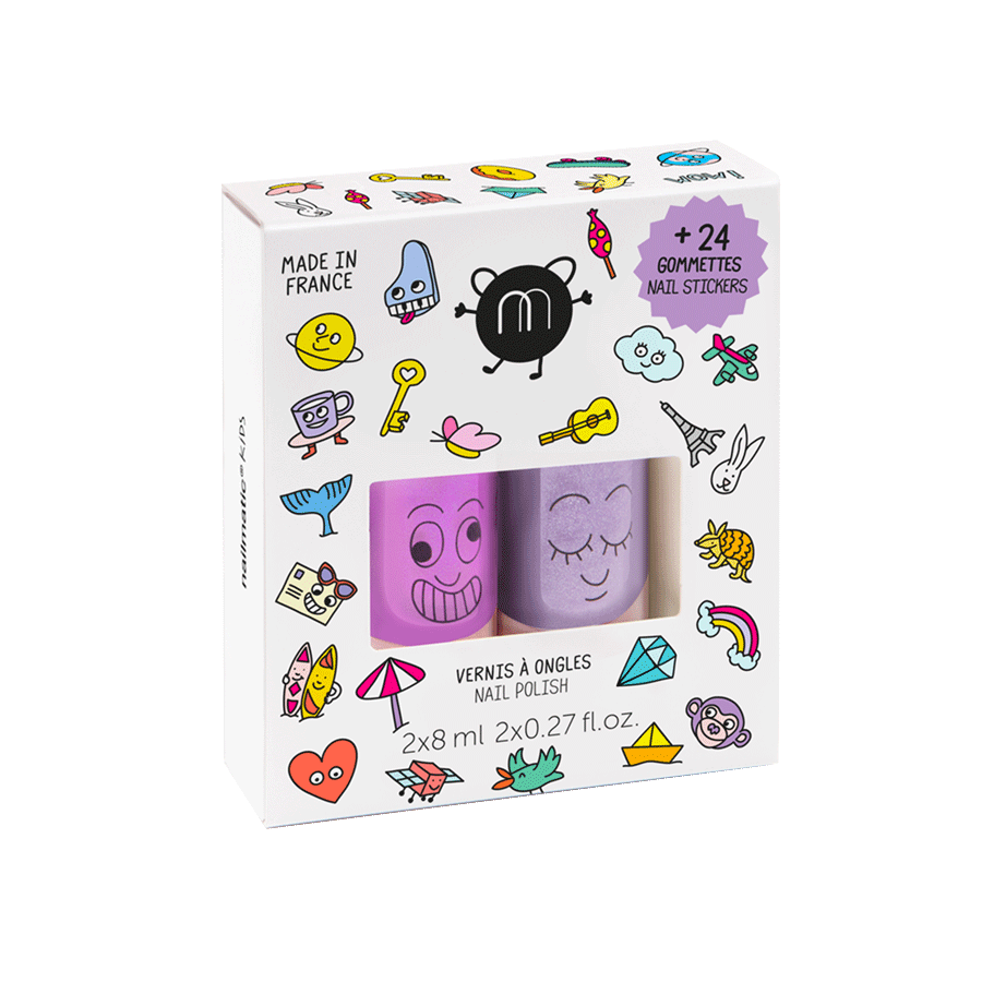 Nailmatic Set of 2 nail polishes and stickers (Available in 3 styles)