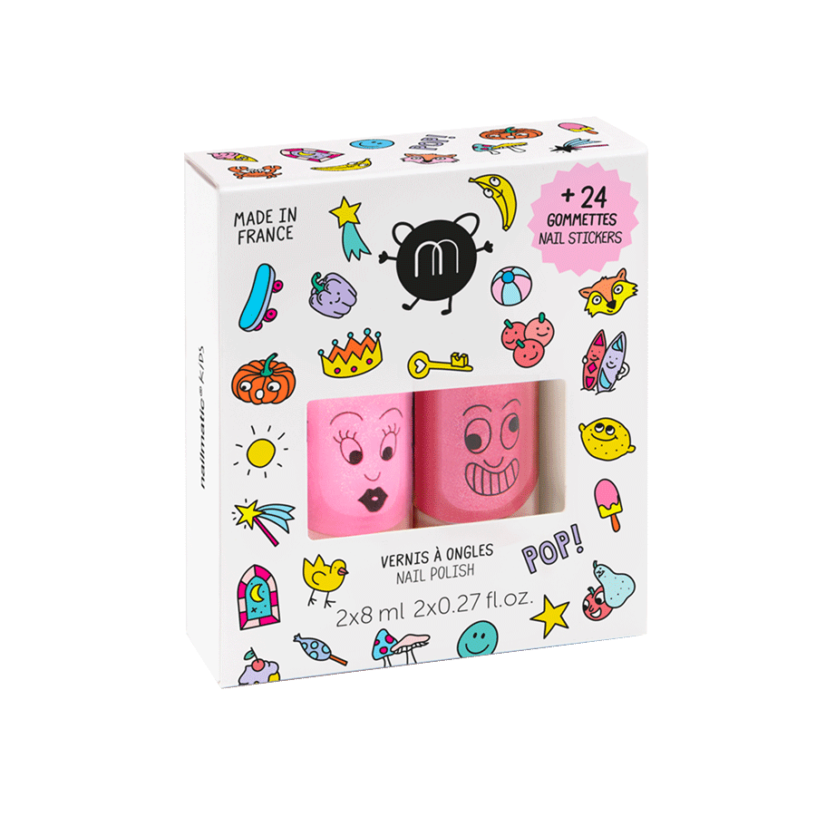 Nailmatic Set of 2 nail polishes and stickers (Available in 3 styles)