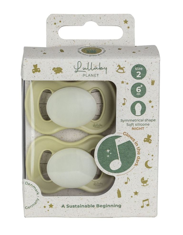 Lullaby Planet Set of 2 Phosphorescent Symmetrical Silicone Pacifiers